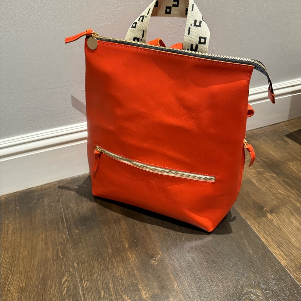 Clare V Bold Orange Leather Backpack